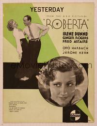 9r288 ROBERTA sheet music '35 Fred Astaire & Ginger Rogers, Irene Dunne, Yesterday!