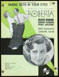 9r287 ROBERTA sheet music '35 Fred Astaire & Ginger Rogers, Irene Dunne, Smoke Gets in Your Eyes!