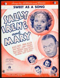 9r291 SALLY, IRENE & MARY sheet music '38 pretty Alice Faye, Joan Davis, Gypsy Rose Lee