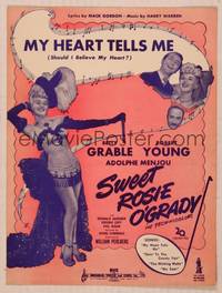 9r303 SWEET ROSIE O'GRADY sheet music '43 sexy full-length Betty Grable, Robert Young