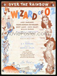 9r320 WIZARD OF OZ sheet music '39 artwork & photos of top stars, Over the Rainbow!