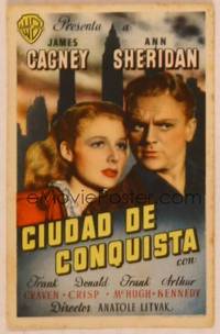 9r169 CITY FOR CONQUEST Spanish herald '40 c/u of boxer James Cagney & beautiful Ann Sheridan!