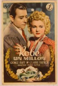 9r180 I STOLE A MILLION Spanish herald '39 best close up of George Raft & pretty Claire Trevor!