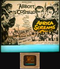 9s080 AFRICA SCREAMS glass slide '49 wacky art of Bud Abbott & Lou Costello cooking in cauldron!