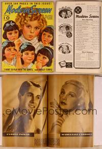 9s063 MODERN SCREEN magazine April 1937, art of Shirley Temple & The Dionne Quints by Earl Christy