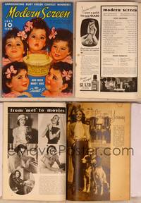 9s062 MODERN SCREEN magazine July 1936, art of the Dionne Quints at their 2nd birthday by Christy!