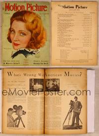 9s033 MOTION PICTURE magazine April 1931, art portrait of Marlene Dietrich by Marland Stone!