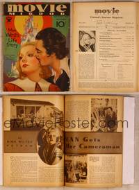 9s052 MOVIE MIRROR magazine December 1933, art of Greta Garbo & John Gilbert by Georgia Warren!