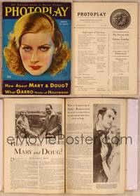 9s023 PHOTOPLAY magazine August 1930, intense artwork portrait of Greta Garbo by Earl Christy!