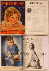 9s030 PHOTOPLAY magazine January 1935, art of cute glamorous Shirley Temple by Earl Christy!