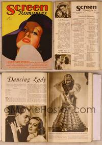 9s069 SCREEN ROMANCES magazine September 1933, art portrait of Joan Crawford from Dancing Lady!