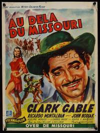 9t333 ACROSS THE WIDE MISSOURI Belgian '51 Wik art of Clark Gable & sexy Maria Elena Marques!