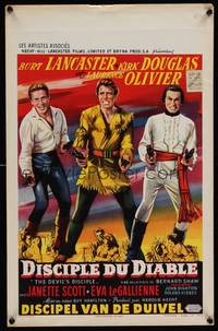 9t360 DEVIL'S DISCIPLE Belgian '59 art of Burt Lancaster, Kirk Douglas & Laurence Olivier w/2 guns