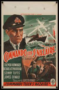 9t372 GLORY AT SEA Belgian '53 art of Trevor Howard as World War II Navy officer!