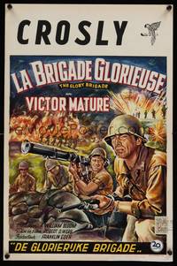 9t373 GLORY BRIGADE Belgian '58 different art of Victor Mature & soldiers in Korean War!