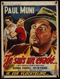 9t379 I AM A FUGITIVE FROM A CHAIN GANG Belgian R50s great art of escaped convict Paul Muni by Wik