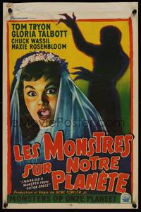 9t381 I MARRIED A MONSTER FROM OUTER SPACE Belgian '58 art of Gloria Talbott & monster shadow!