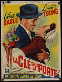 9t387 KEY TO THE CITY Belgian '50 Clark Gable & Loretta Young click like a key in a lock!