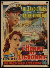 9t395 LISBON Belgian '56 Ray Milland & Maureen O'Hara in the city of intrigue & murder!