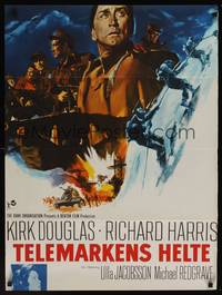 9t050 HEROES OF TELEMARK Danish '66 different art of soldiers Kirk Douglas & Richard Harris!