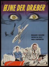 9t057 SCOTLAND YARD DRAGNET Danish '57 Wenzel art of crashing aircraft & creepy eyes!