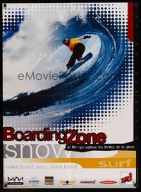 9t584 BOARDING ZONE French 23x32 '95 cool image of snowboarder riding a wave!