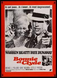 9t585 BONNIE & CLYDE French 22x31 R80s notorious crime duo Warren Beatty & Faye Dunaway!