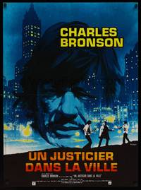 9t594 DEATH WISH French 23x31 '74 great Kerfyser artwork of vigilante Charles Bronson!