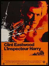 9t597 DIRTY HARRY French 23x30 '71 cool art of Clint Eastwood w/gun, Don Siegel crime classic!