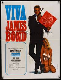 9t607 GOLDFINGER French 23x32 R70 art of Sean Connery as James Bond 007 by Yves Thos & Bourduge!