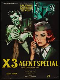 9t615 HOT ENOUGH FOR JUNE French 23x31 '65 English Agent 008 3/4, cool art of Bogarde & Koscina!