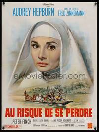 9t627 NUN'S STORY French 23x32 '59 wonderful art of religious missionary Audrey Hepburn by Mascii!