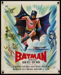 9t464 BATMAN French 18x22 '66 DC Comics, great artwork of Adam West by Boris Grinsson!