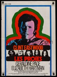 9t465 BEGUILED French 15x21 '71 cool different psychedelic art of Clint Eastwood, Don Siegel