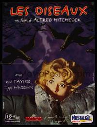 9t469 BIRDS French 16x21 R99 Alfred Hitchcock, art of Tippi Hedren attacked by birds!