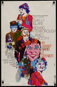 9t470 BLISS OF MRS. BLOSSOM French 15x23 '68 Shirley MacLaine, great artwork of cast by Pichon!