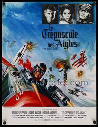 9t472 BLUE MAX French 17x22 '66 great artwork of WWI fighter pilot George Peppard in airplane!
