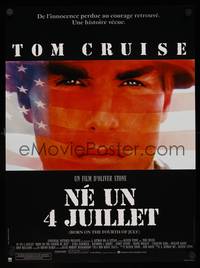 9t474 BORN ON THE FOURTH OF JULY French 15x20 '89 Oliver Stone, patriotic image of Tom Cruise!