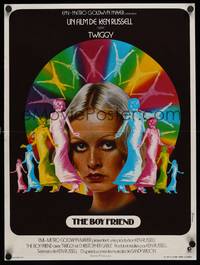 9t475 BOY FRIEND French 16x21 '71 cool art of sexy Twiggy by Ferracci, directed by Ken Russell!