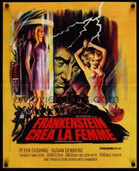 9t498 FRANKENSTEIN CREATED WOMAN French 17x21 '67 cool art of Peter Cushing & Susan Denberg!