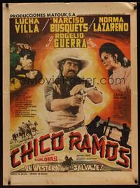9t071 CHICO RAMOS Mexican poster '71 Lucha Villa, Narciso Busquets, western!