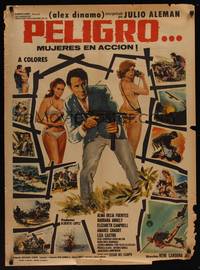 9t075 DANGER GIRLS Mexican poster '69 Rene Cardona Jr's Peligro...! Mujeres en accion