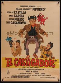 9t090 HEROE A LA FUERZA Mexican poster '64 Eulalio 'Piporro' Gonzalez, wacky artwork!