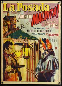 9t092 JAMAICA INN Mexican poster '39 Hitchcock, art of Charles Laughton pointing gun at O'Hara!