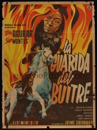 9t097 LA GUARIDA DEL BUITRE Mexican poster '58 Toni Aguilar, art of cowboy!