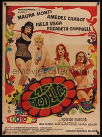 9t106 LAS SICODELICAS Mexican poster '68 artwork of sexy bikini babes!
