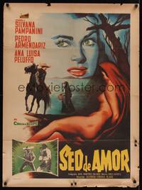 9t121 THIRST FOR LOVE Mexican poster '59 art of sexy Silvana Pampanini!