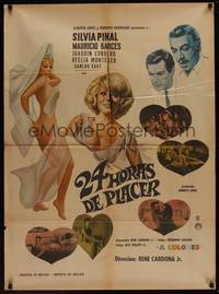 9t122 TWENTY-FOUR HOURS OF PLEASURE Mexican poster '69 Rene Cardona Jr.'s 24 horas de placer!
