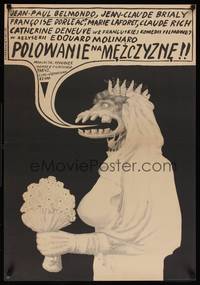 9t215 MALE HUNT Polish 23x33 '69 La chasse a l'homme, wild Starowieyski art of monster bride!