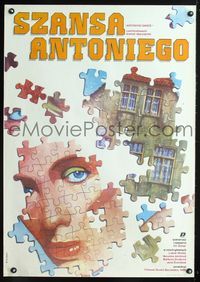 9t130 ANTHONY'S CHANCE Polish 26x38 '87 Vit Olmer's Antonyho sance, Adamczyk puzzle piece artwork!